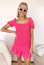 Celeste Hot Pink Ruched Dress