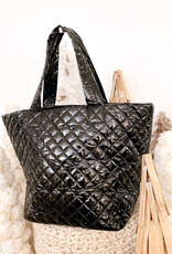 Diamond Patent Puffer Tote