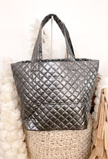 Diamond Patent Puffer Tote