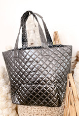 Diamond Patent Puffer Tote