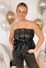 Gruyere Strapless Faux Leather Top