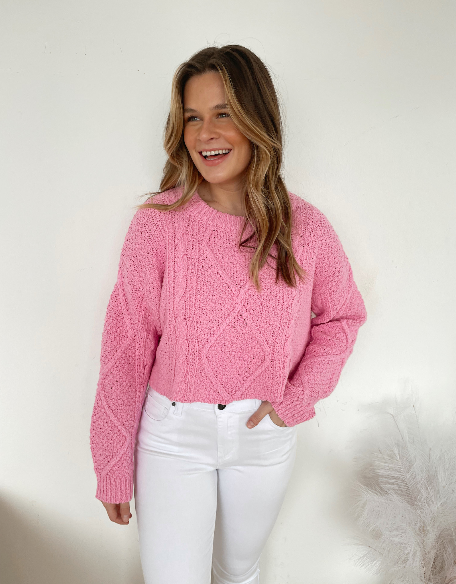 Ester Cable Knit Crop Sweater