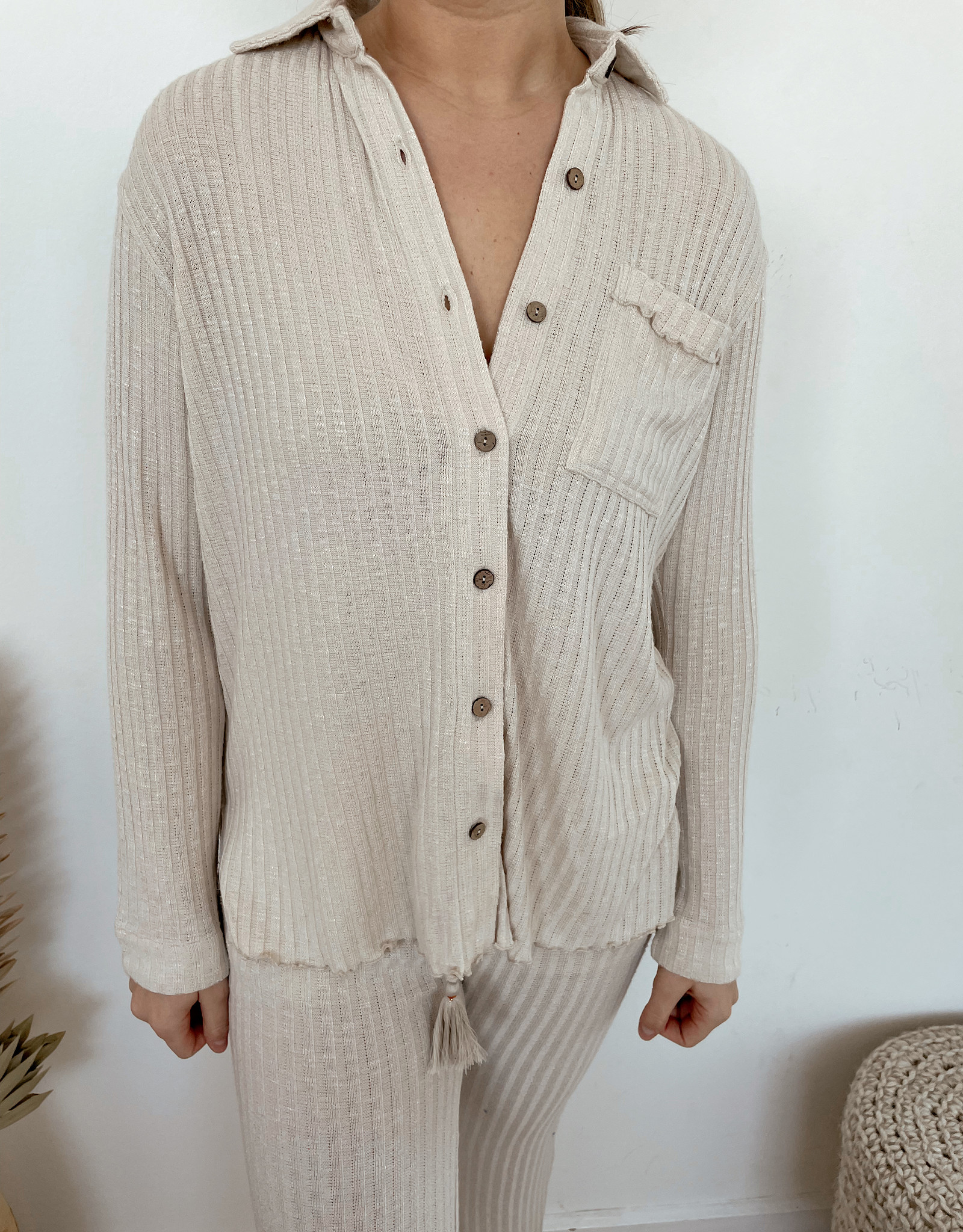 Ellie Ribbed Button Front Shirt