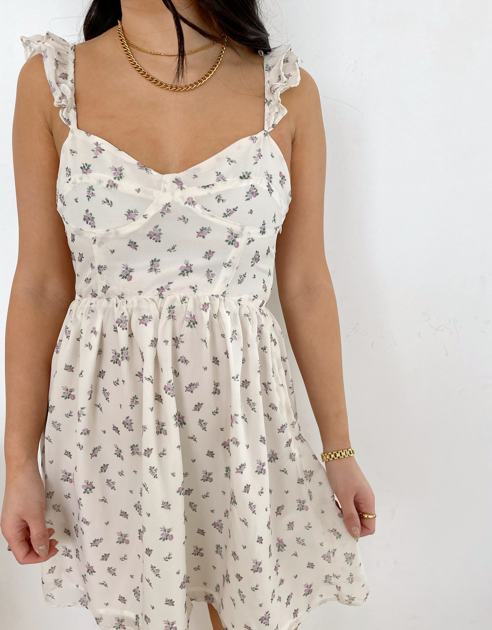 Laura Flower Bouqet Mini Dress