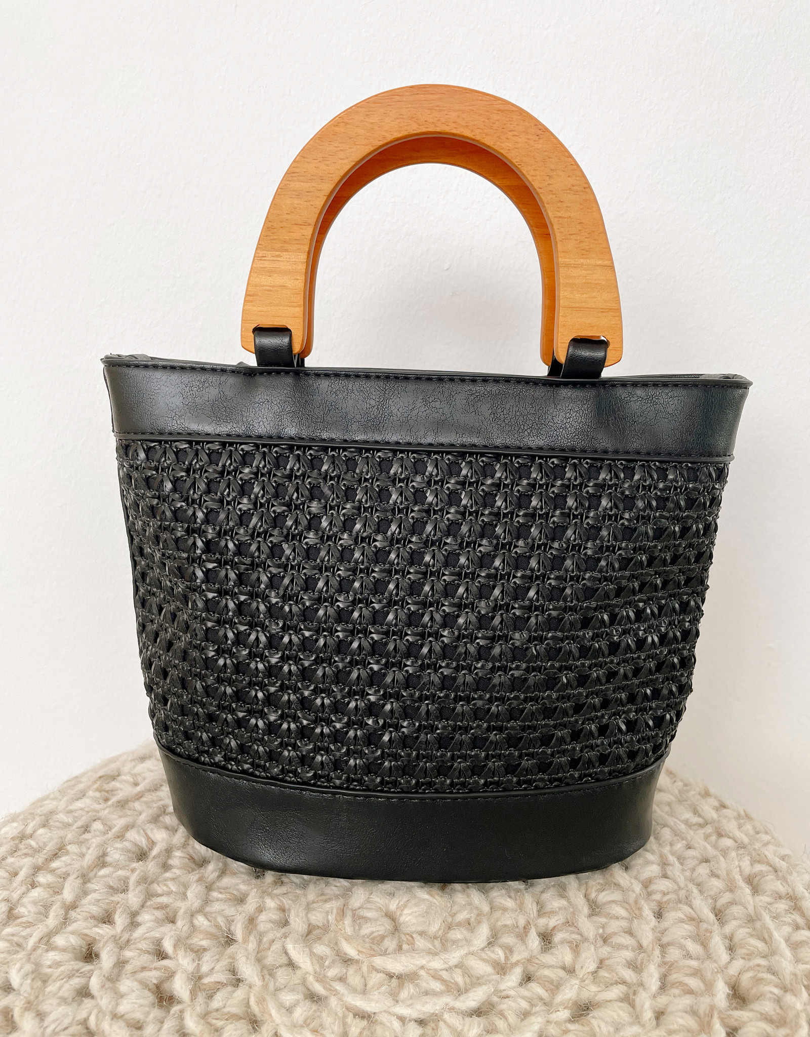 Havana Faux Cane Wood Handle Bag