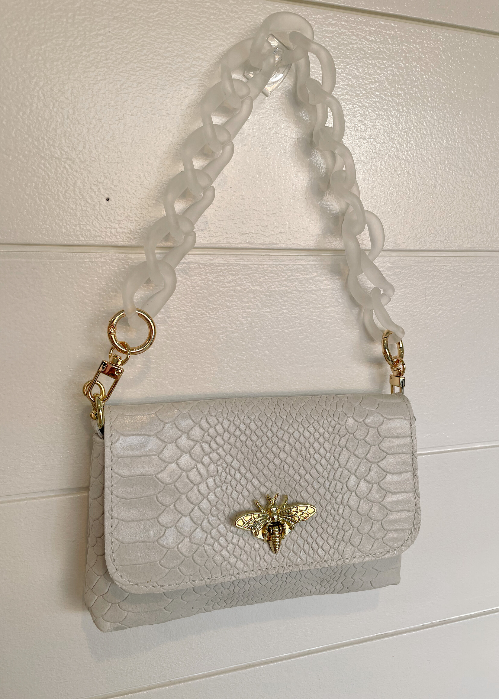 Leather Bee Bag w/ Acyrlic Strap