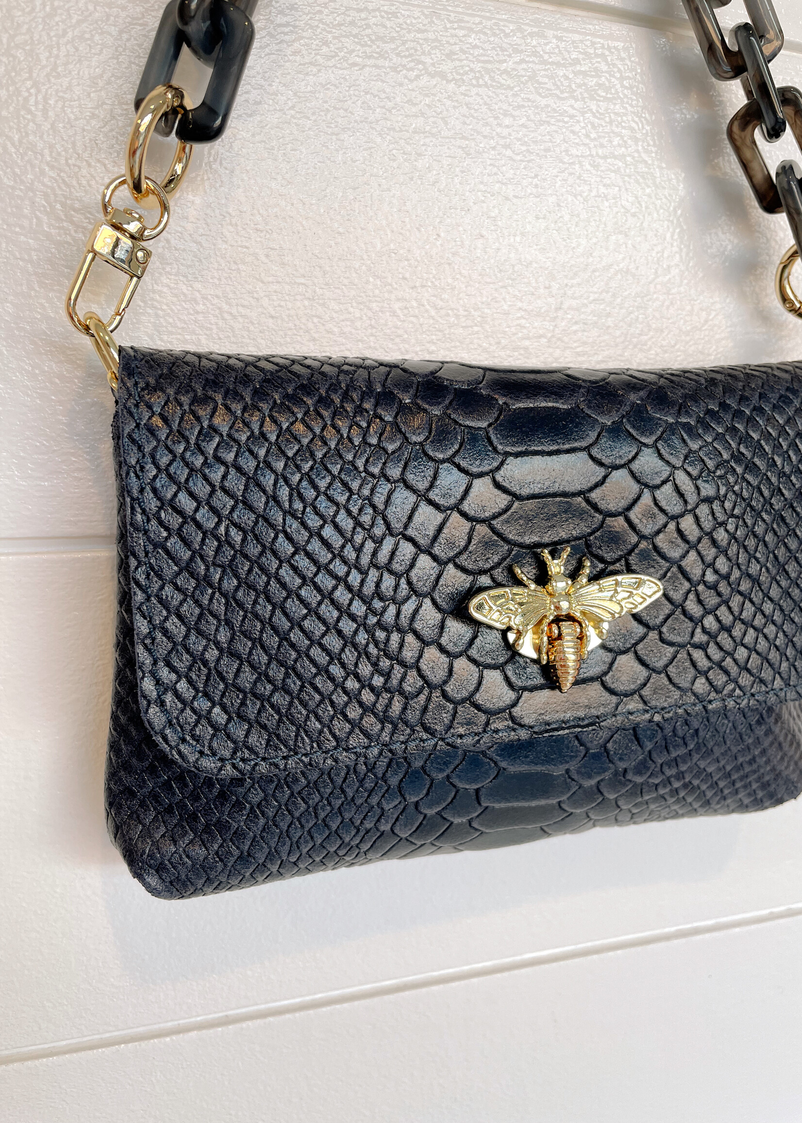 Leather Bee Bag w/ Acyrlic Strap