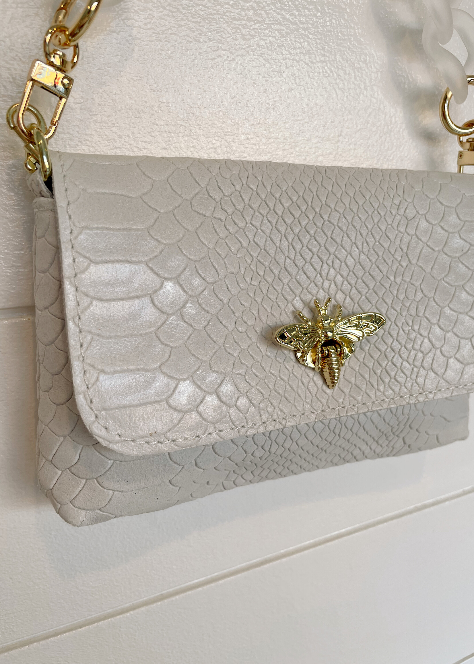Leather Bee Bag w/ Acyrlic Strap