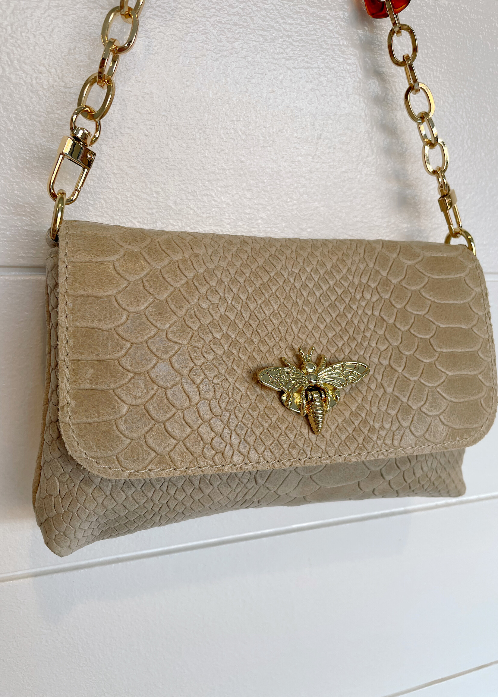 Leather Bee Bag w/ Acyrlic Strap