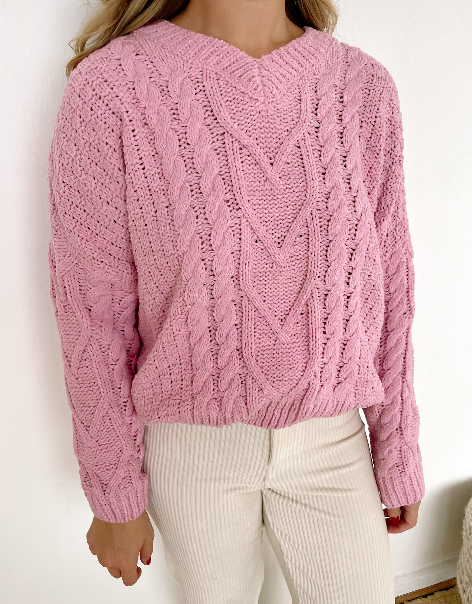 Adinah Chenille Cable Knit Sweater - Women’s Clothing | The Pink Turtle