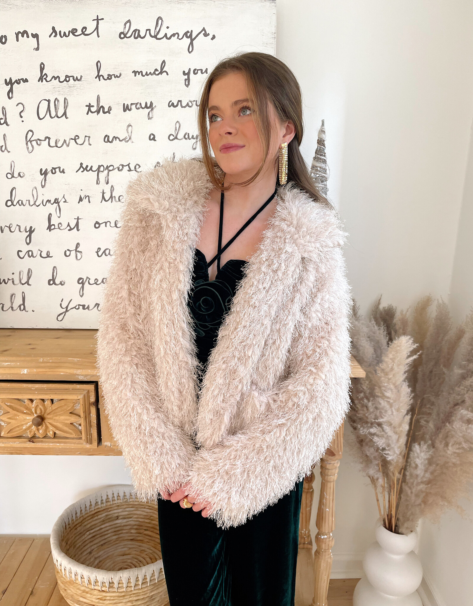 Formosa Taupe Faux Fur Collared Jacket