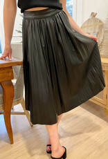 Aubrilla Faux Leather Pleated Midi Skirt