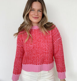 Coco Pink Contrast Knit Sweater