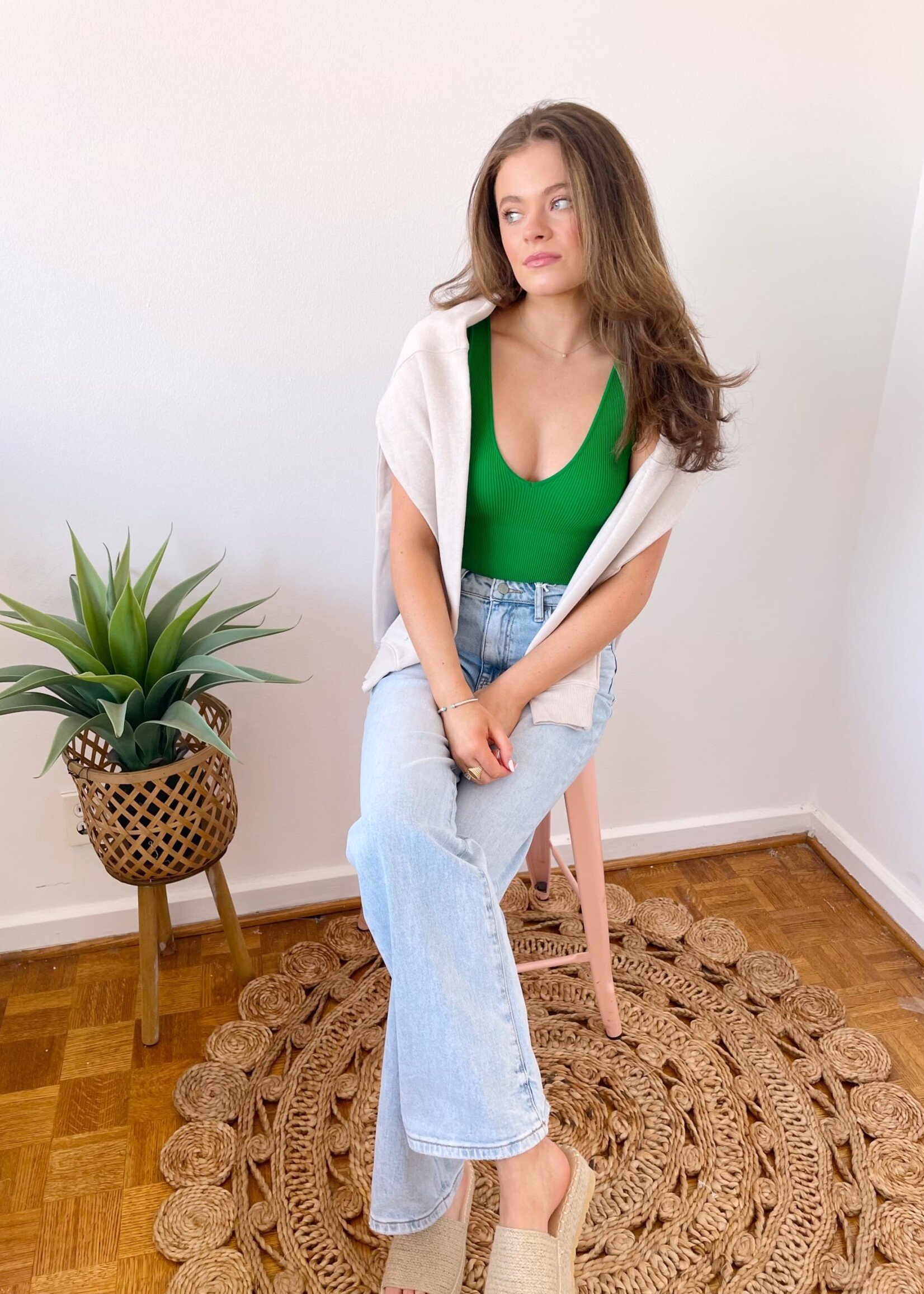 V-Neck Ribbed Crop Top