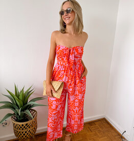 Melody Tie-Front Strapless Floral Jumpsuit