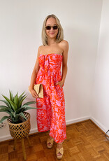 Melody Tie-Front Strapless Floral Jumpsuit