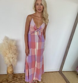Pippa Checkered Knot Front Maxi Dress