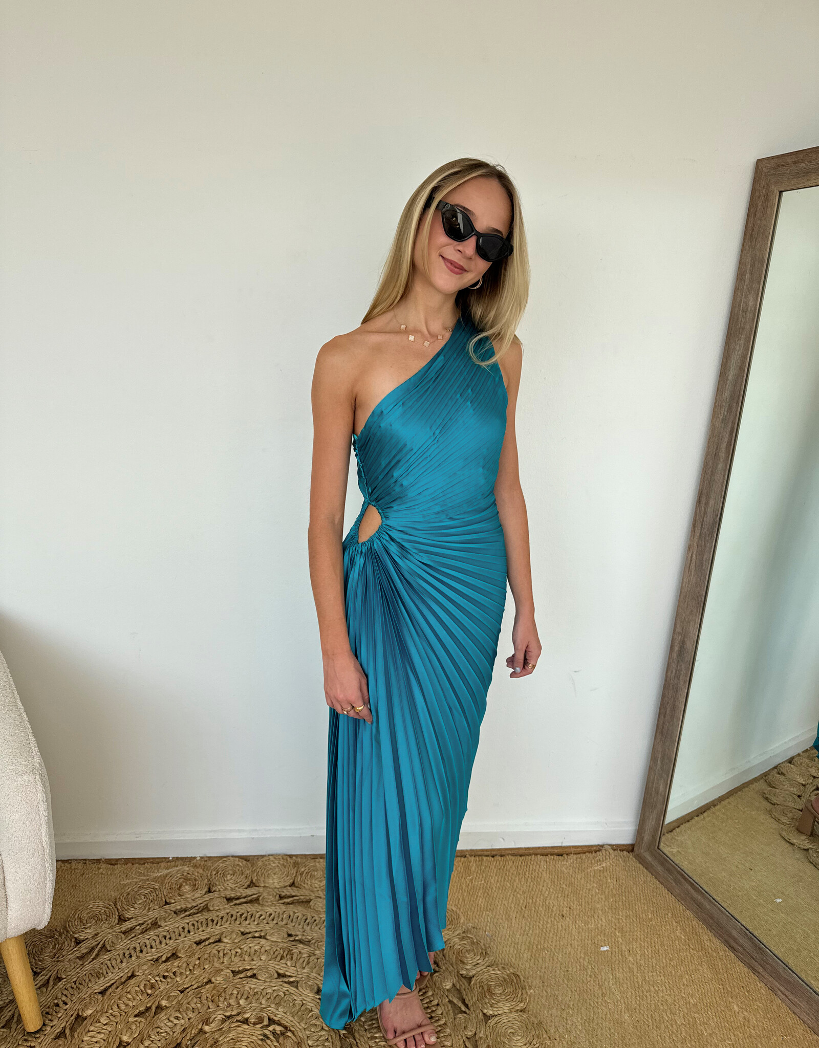 Wynona Asymmetrical Pleated Maxi Dress