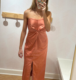 Naya Front Twist Satin Midi Dress