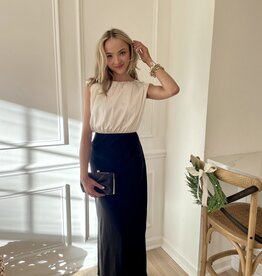 Lona Satin & Knit Twofer Midi Dress