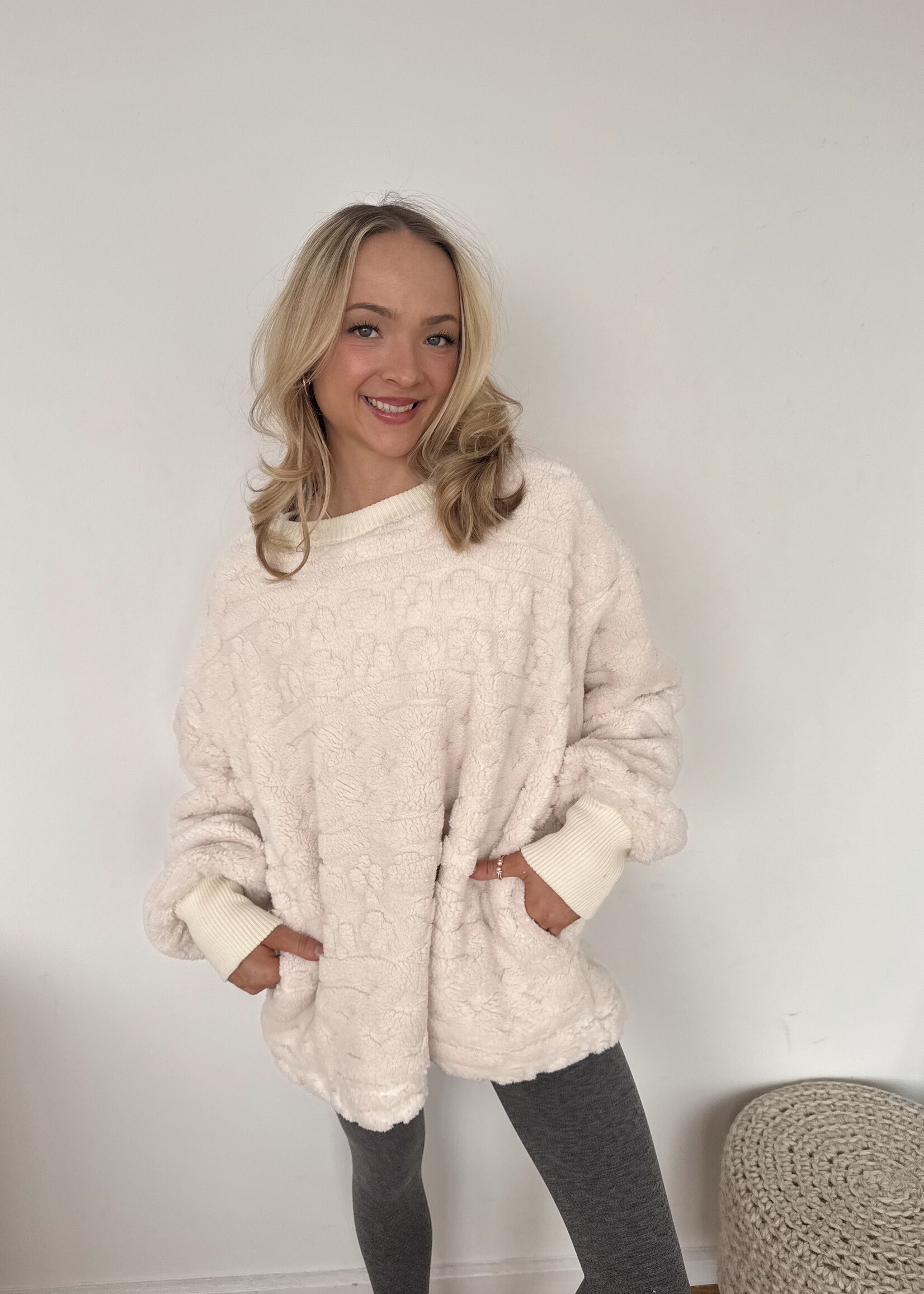 Free People Cable Knit Sweatshirt