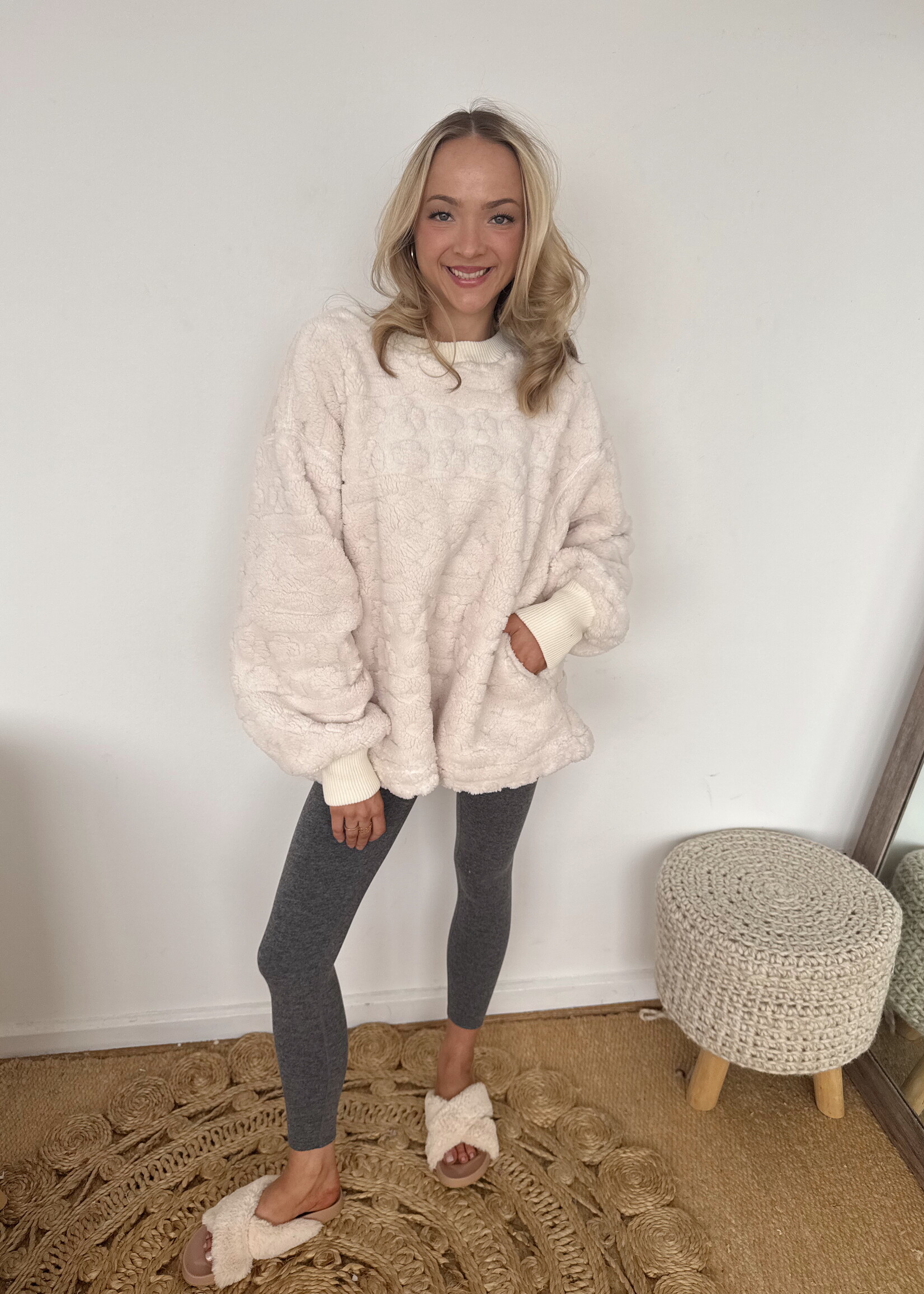 Free People Cable Knit Sweatshirt