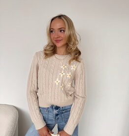 Jersey Embroidered Daisy Sweater