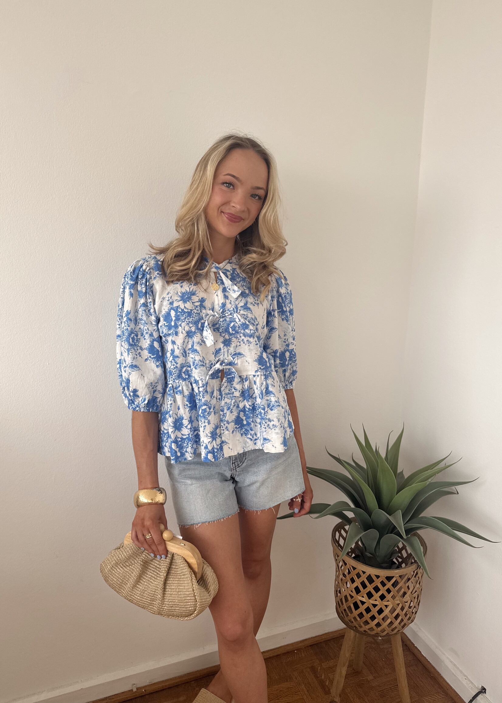 Charlize Tie Front Printed Top