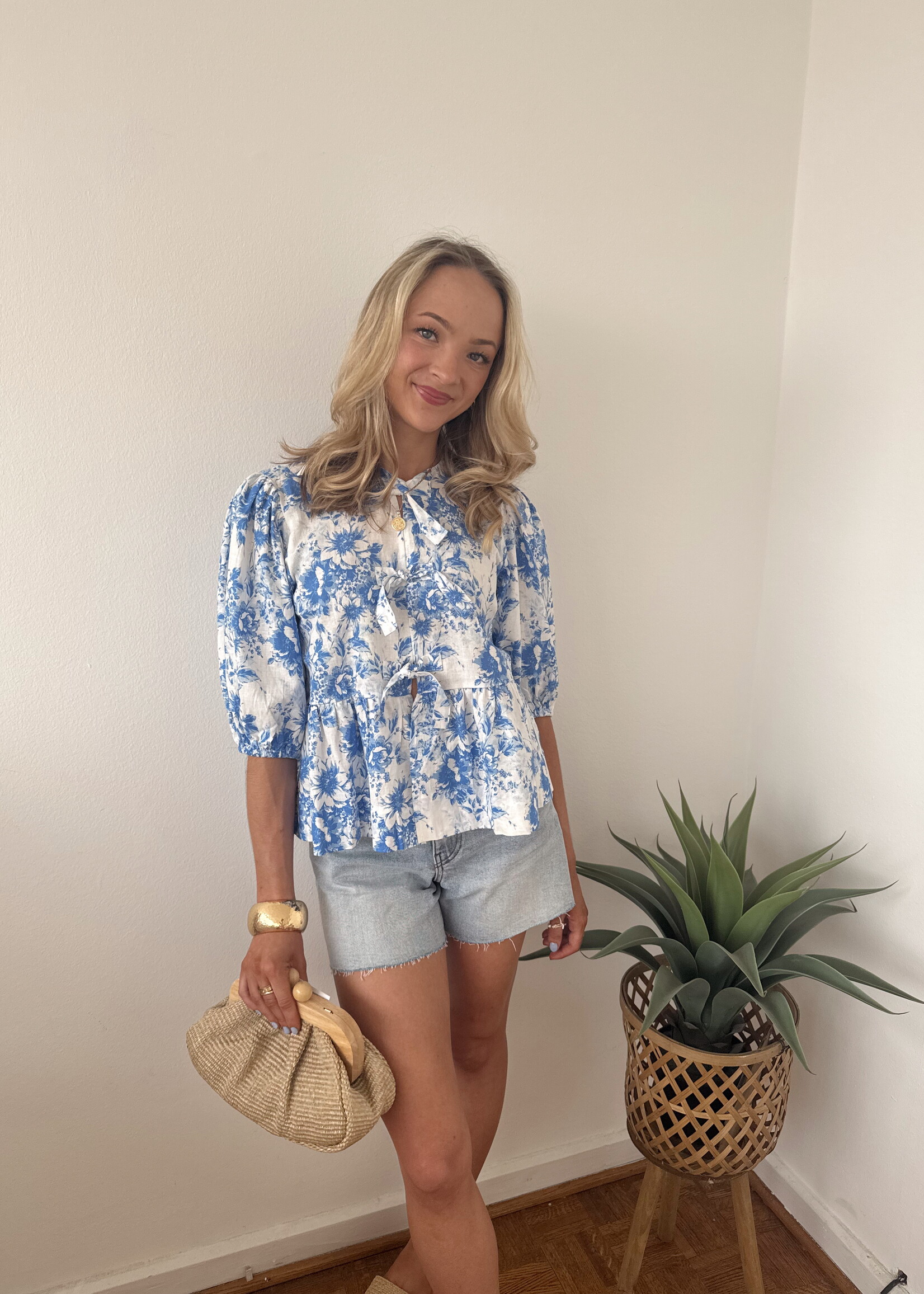 Charlize Tie Front Printed Top