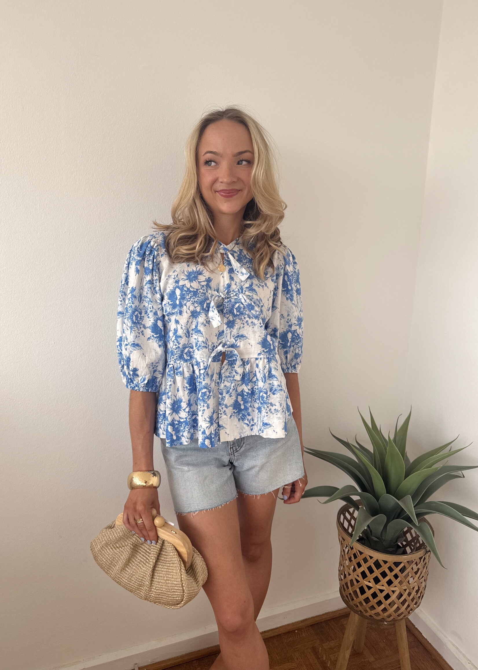 Charlize Tie Front Printed Top
