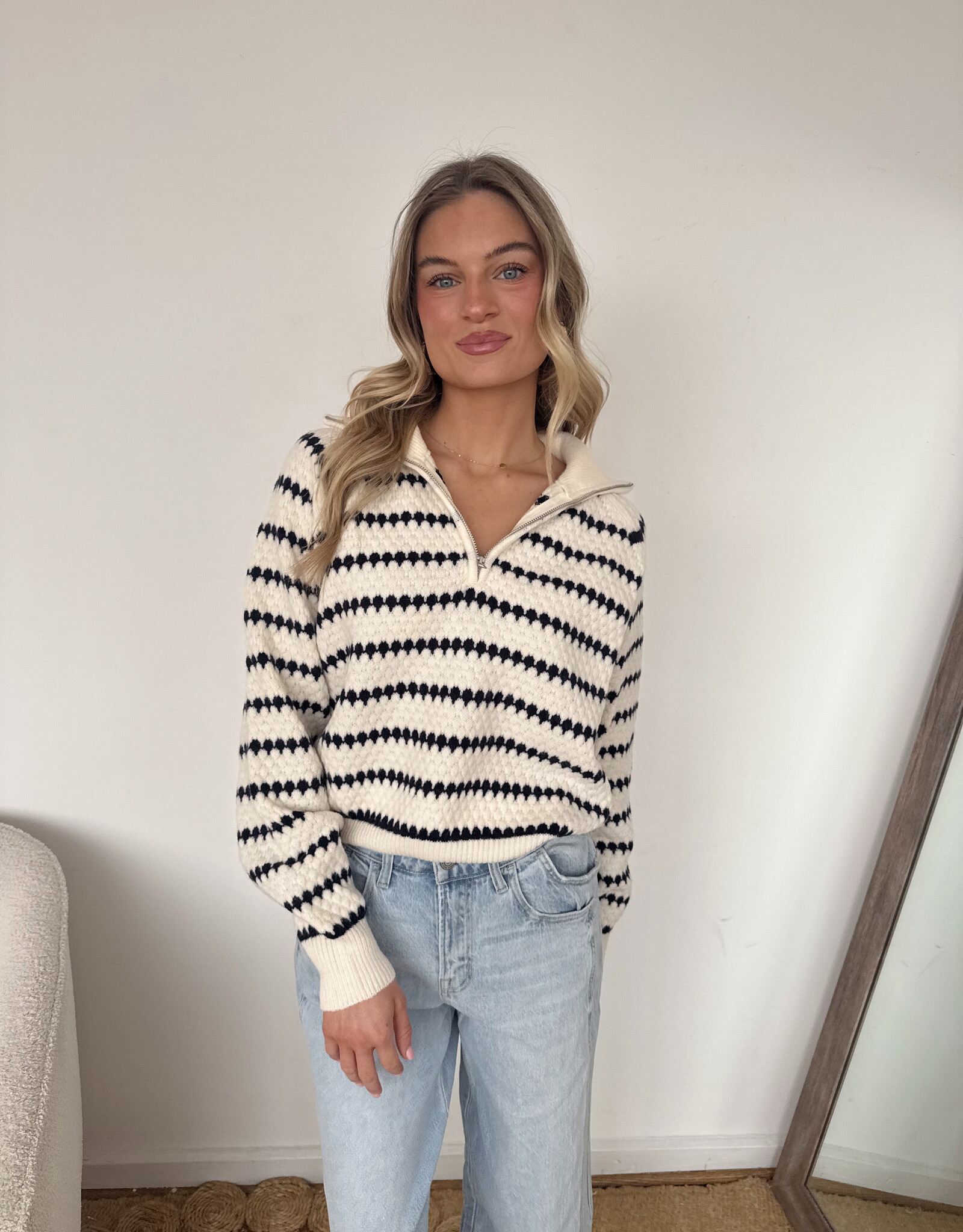 Bitsie Stripe Collared Sweater