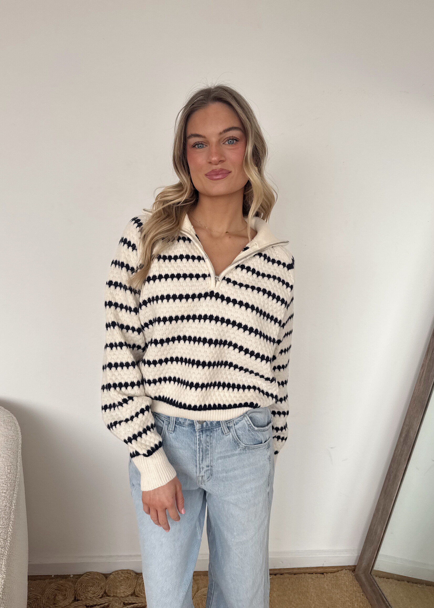 Bitsie Stripe Collared Sweater