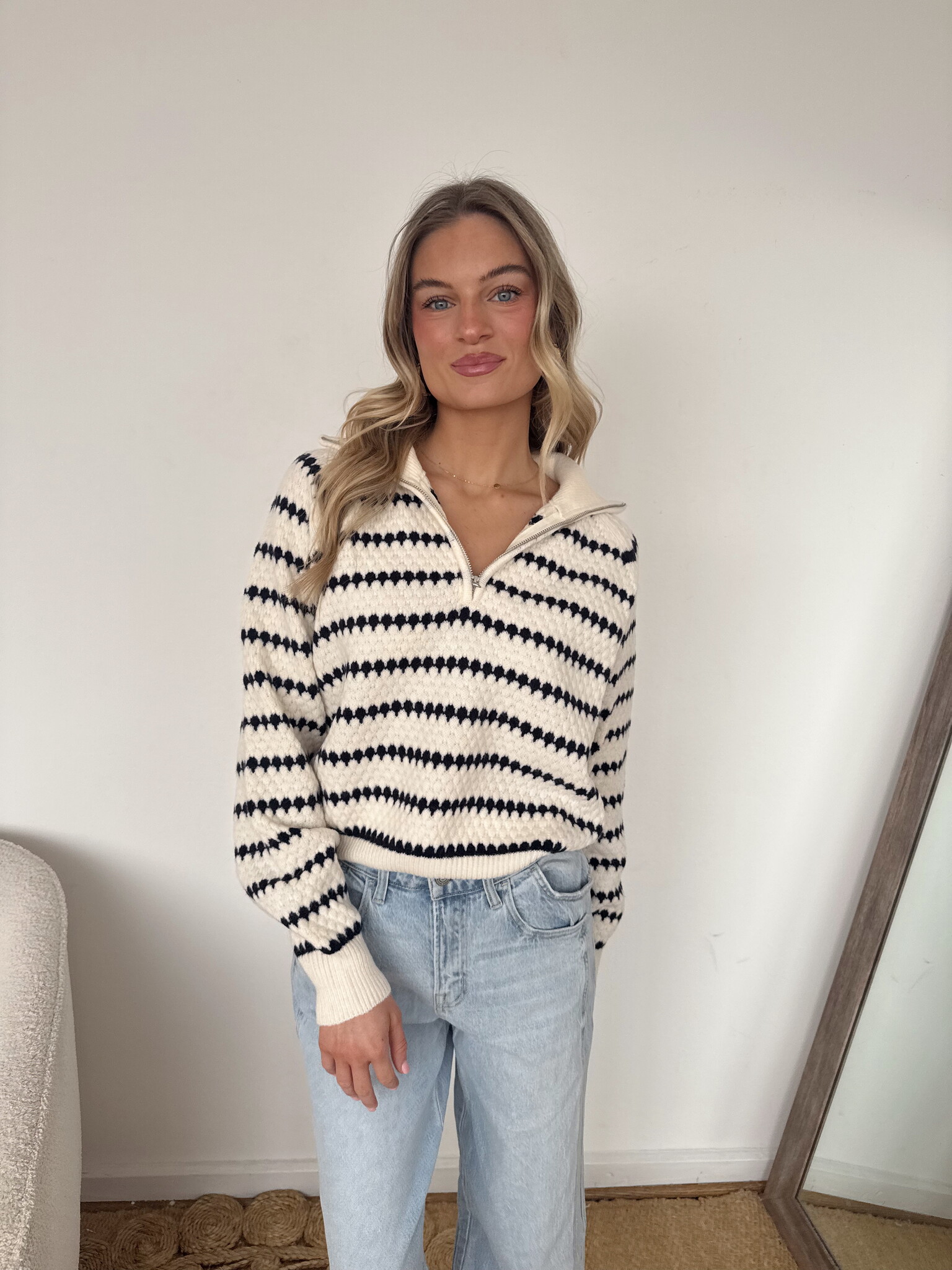 Striped Sensation Collared Sweater