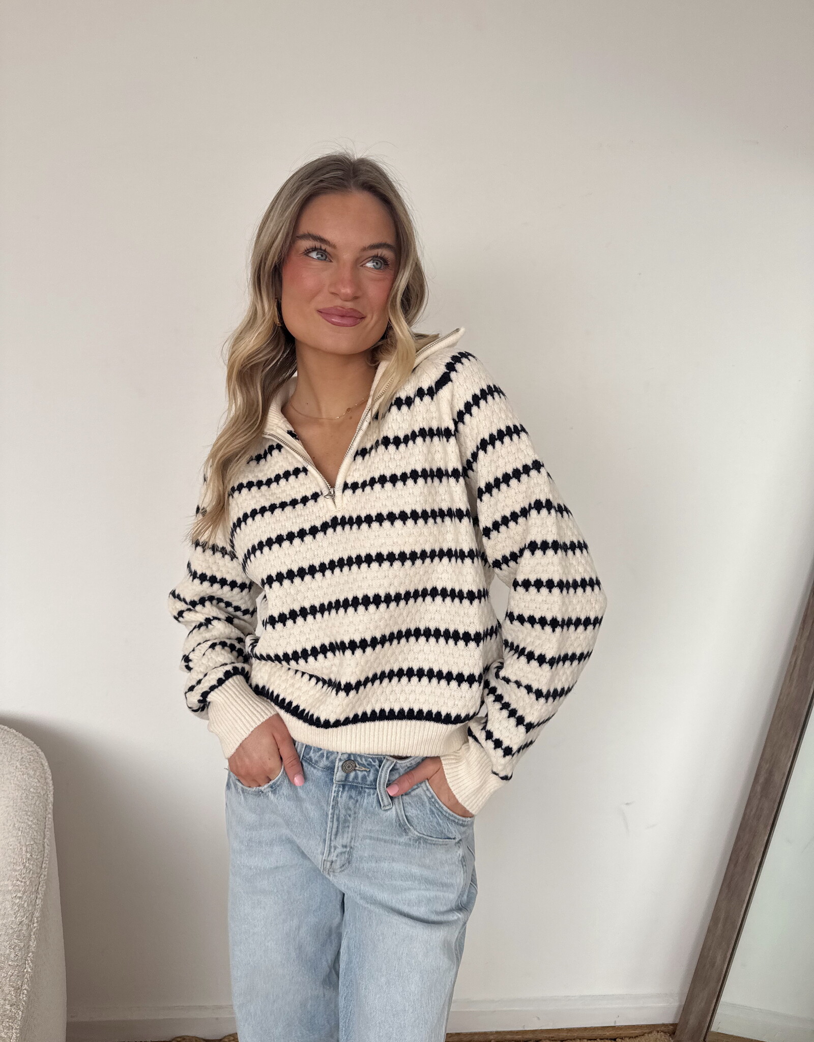 Bitsie Stripe Collared Sweater