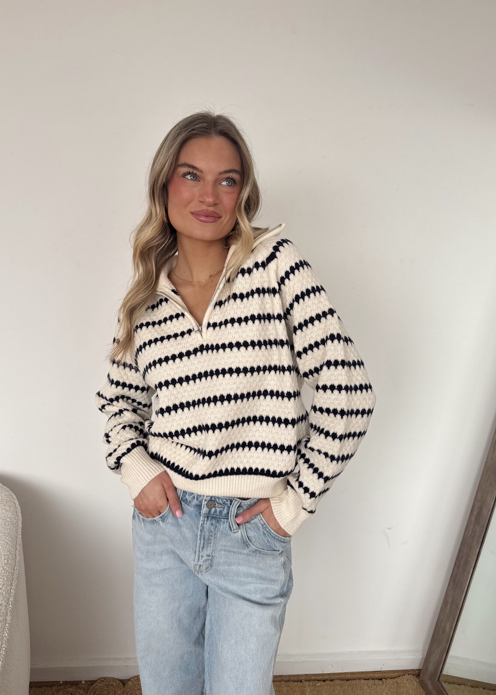 Bitsie Stripe Collared Sweater