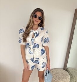 Ryker Seashell Print Tie Front Top