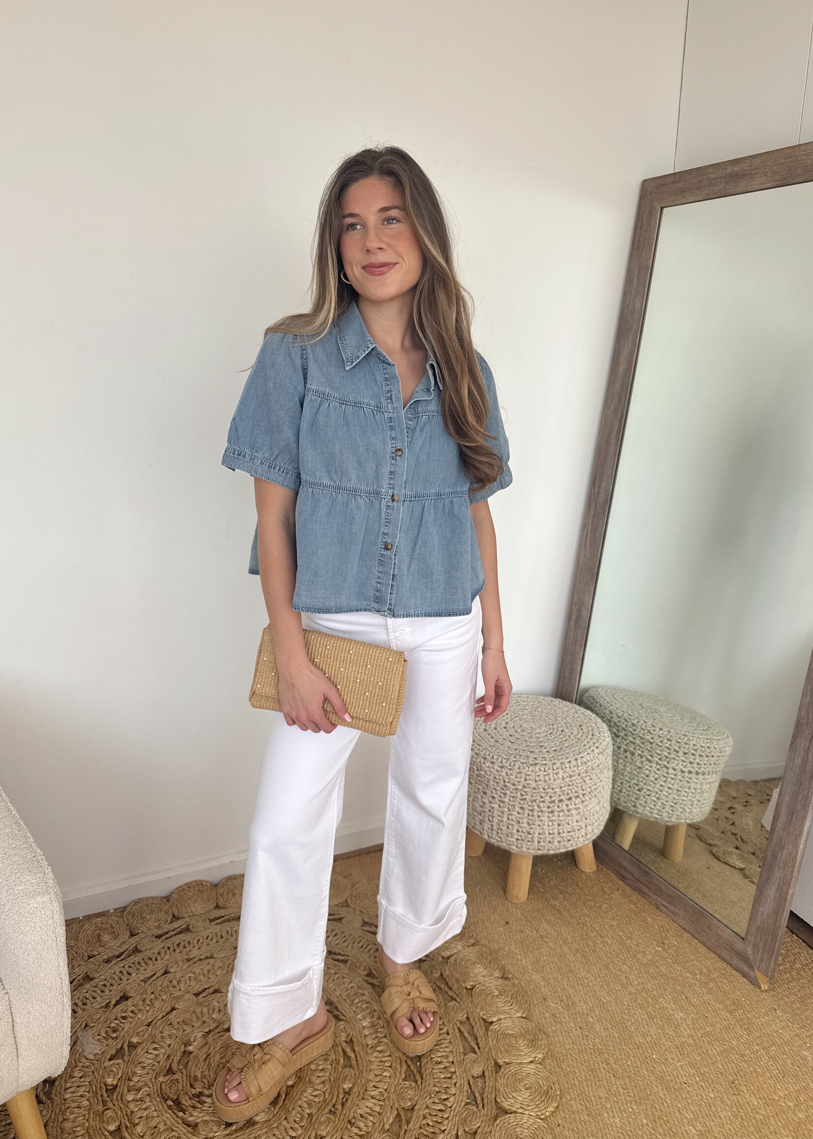 Abril Straight Leg Cuffed Jeans