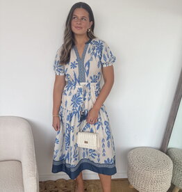 Ayasha Contrast Floral Print Midi Dress