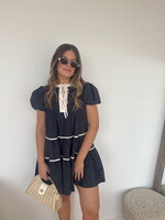Jazzy Contrast Tiered Mini Dress