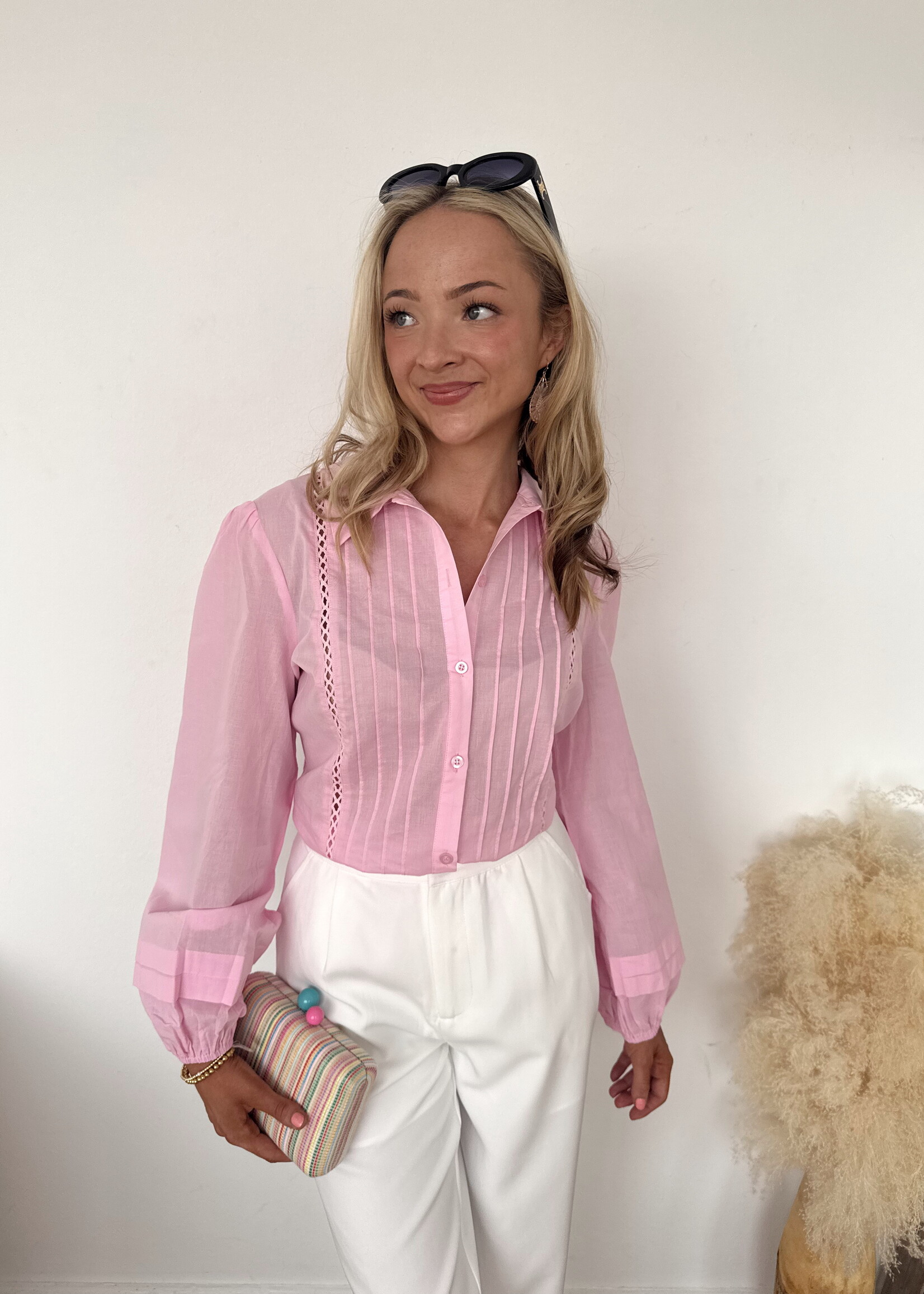Angel Button Down Puff Sleeve Top