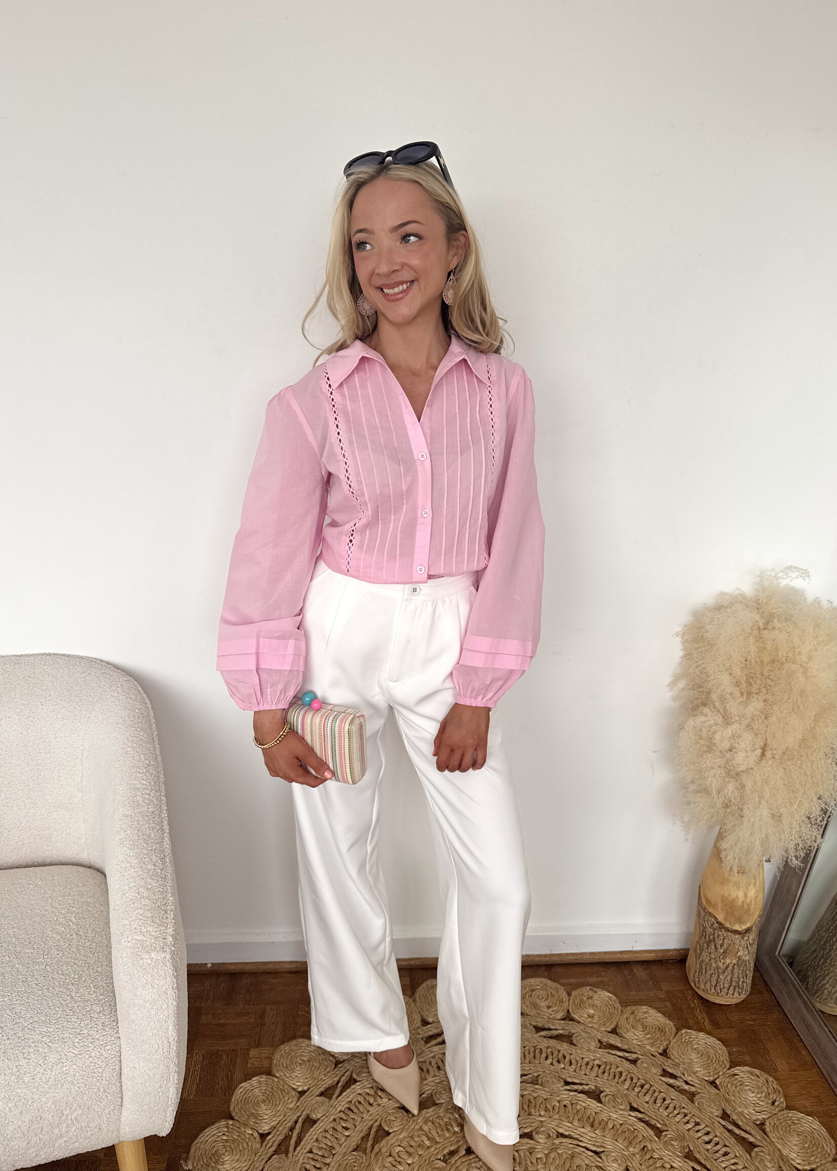 Angel Button Down Puff Sleeve Top
