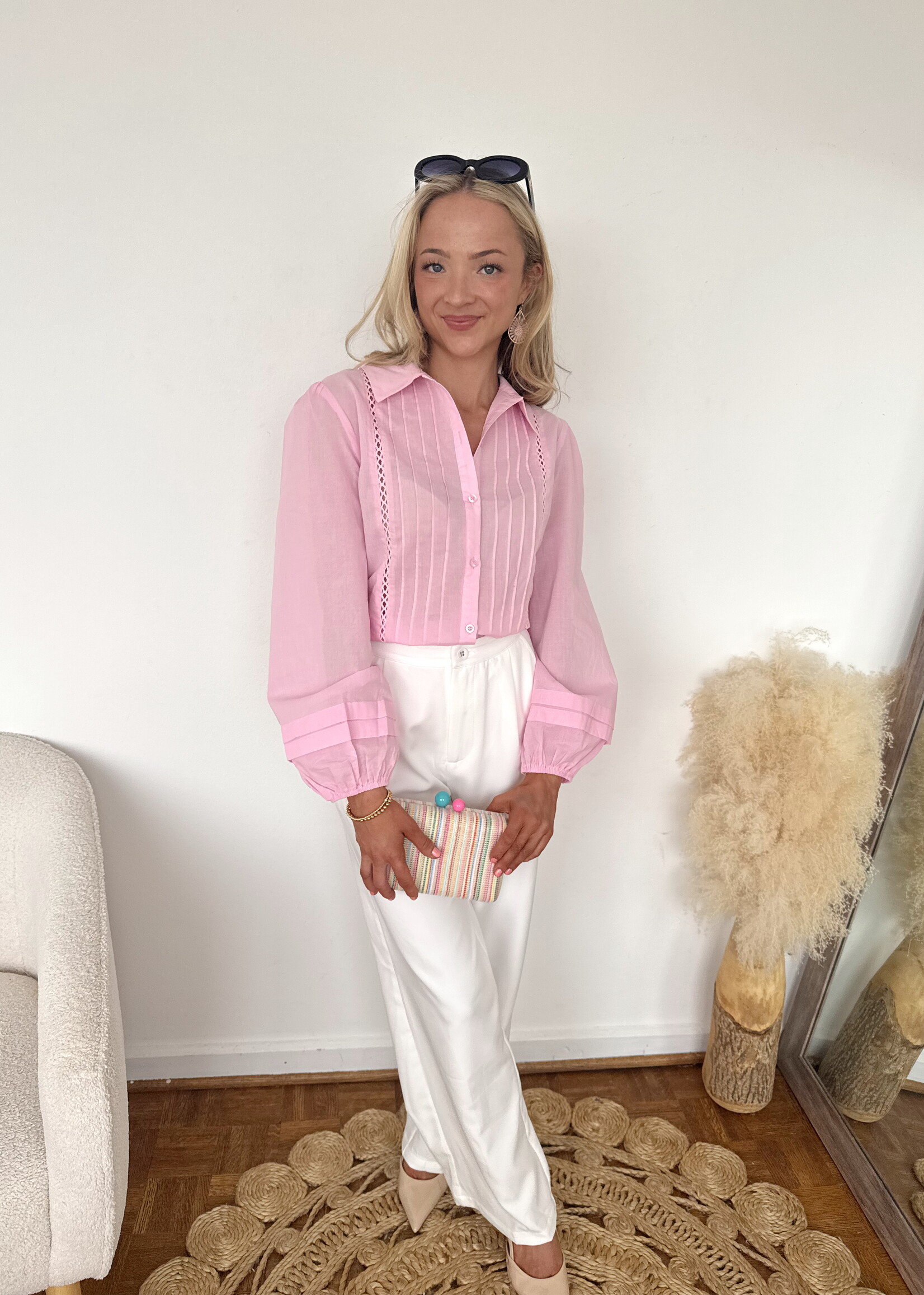 Angel Button Down Puff Sleeve Top