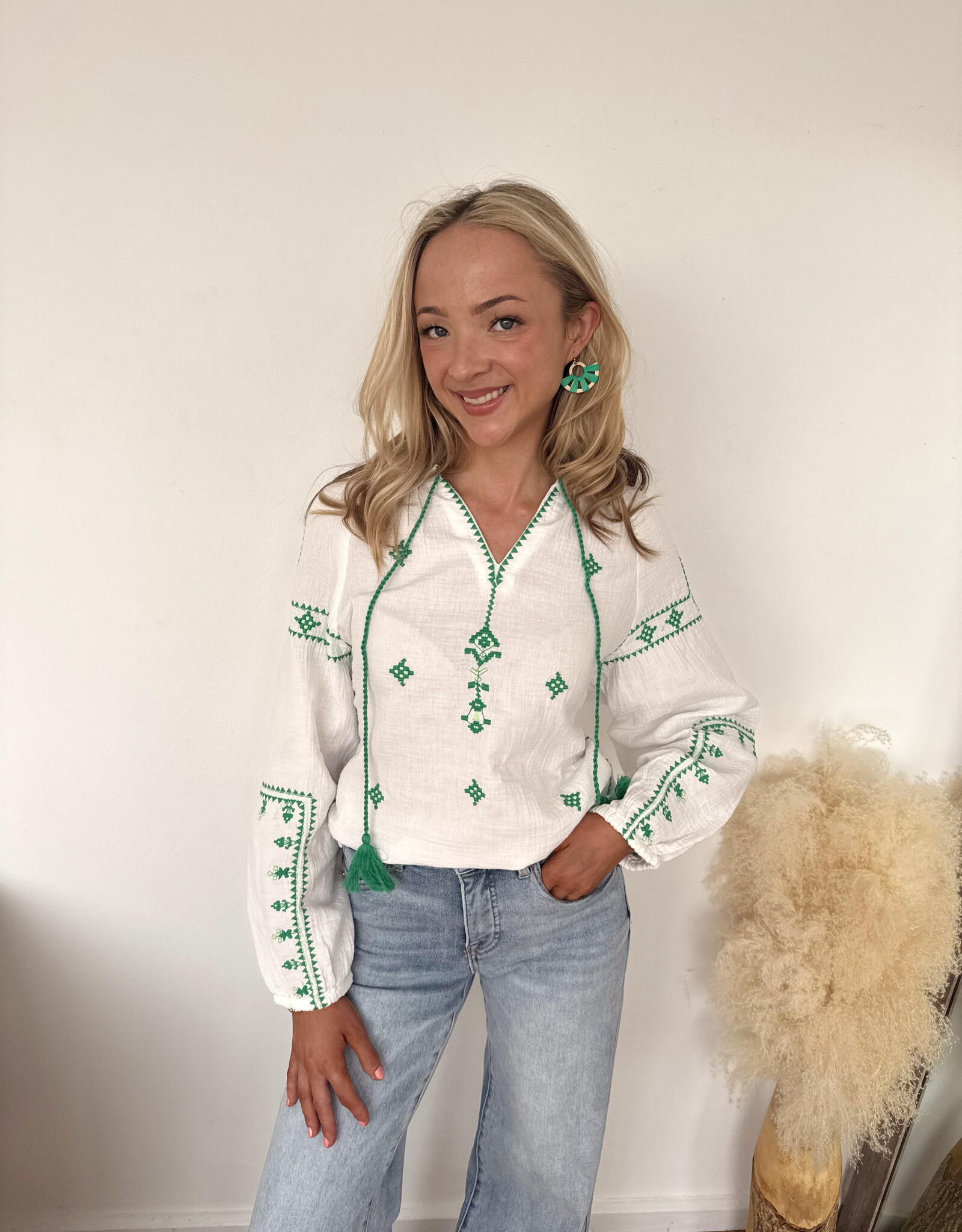 Shannon Long Sleeve Embroidered Top