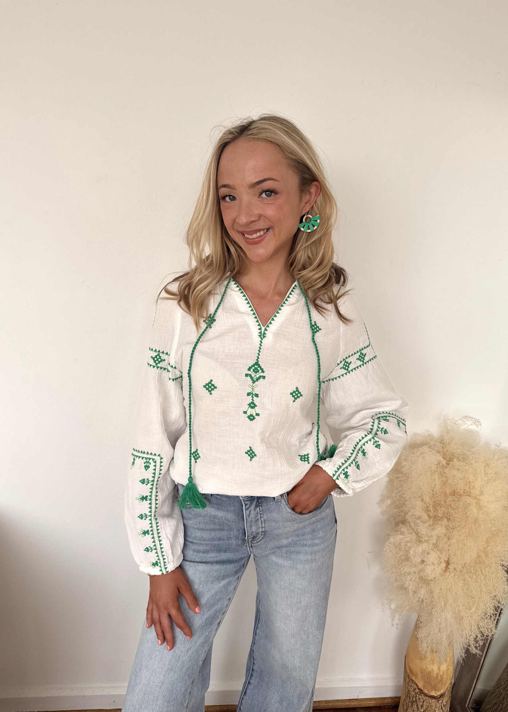 Shannon Long Sleeve Embroidered Top