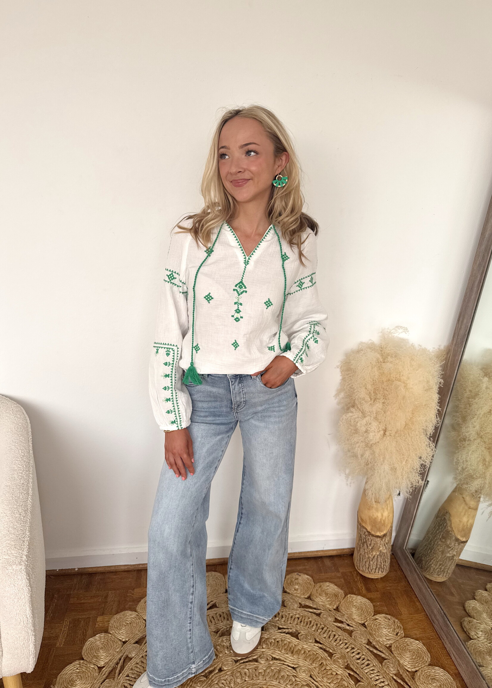 Shannon Long Sleeve Embroidered Top