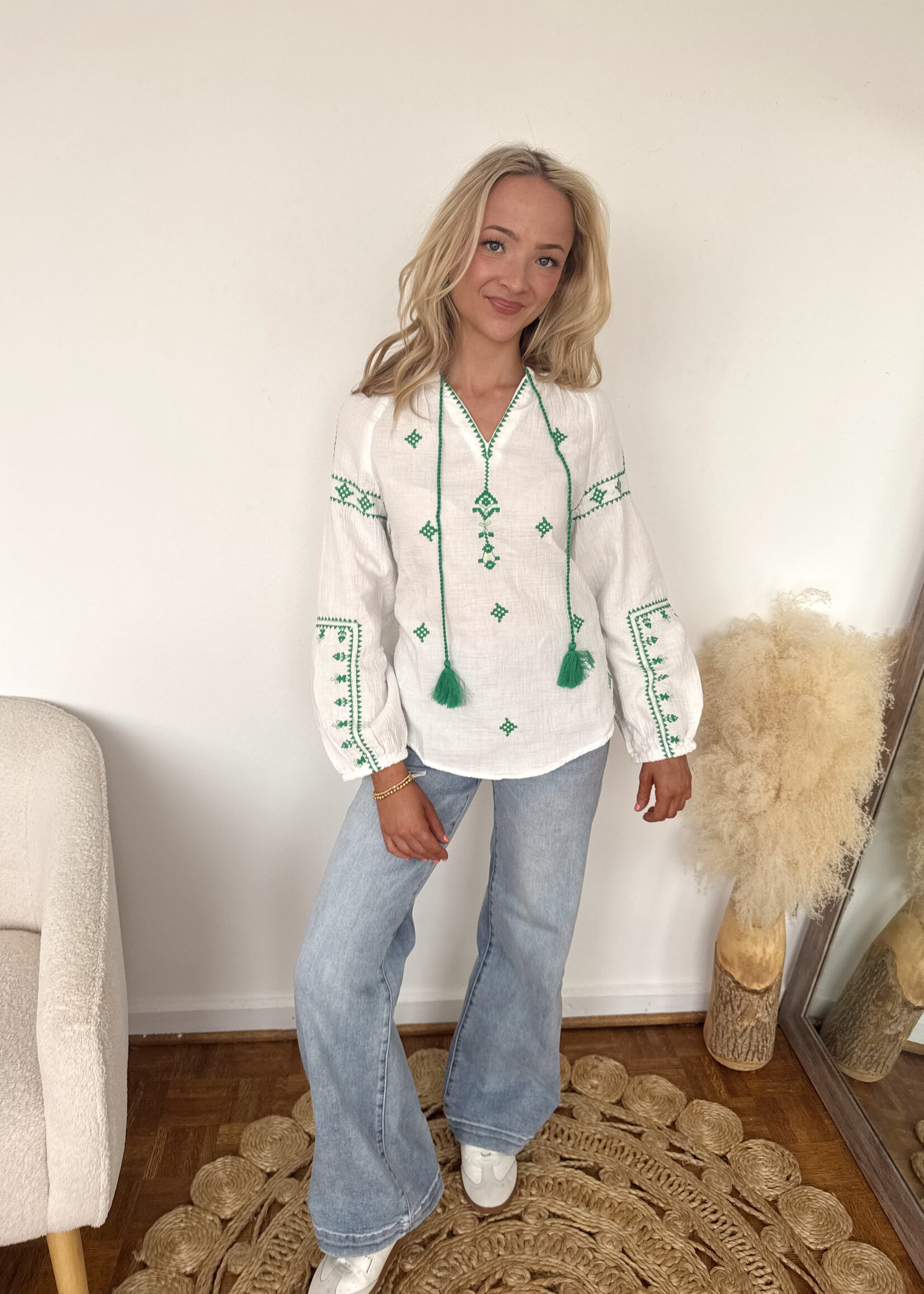 Shannon Long Sleeve Embroidered Top