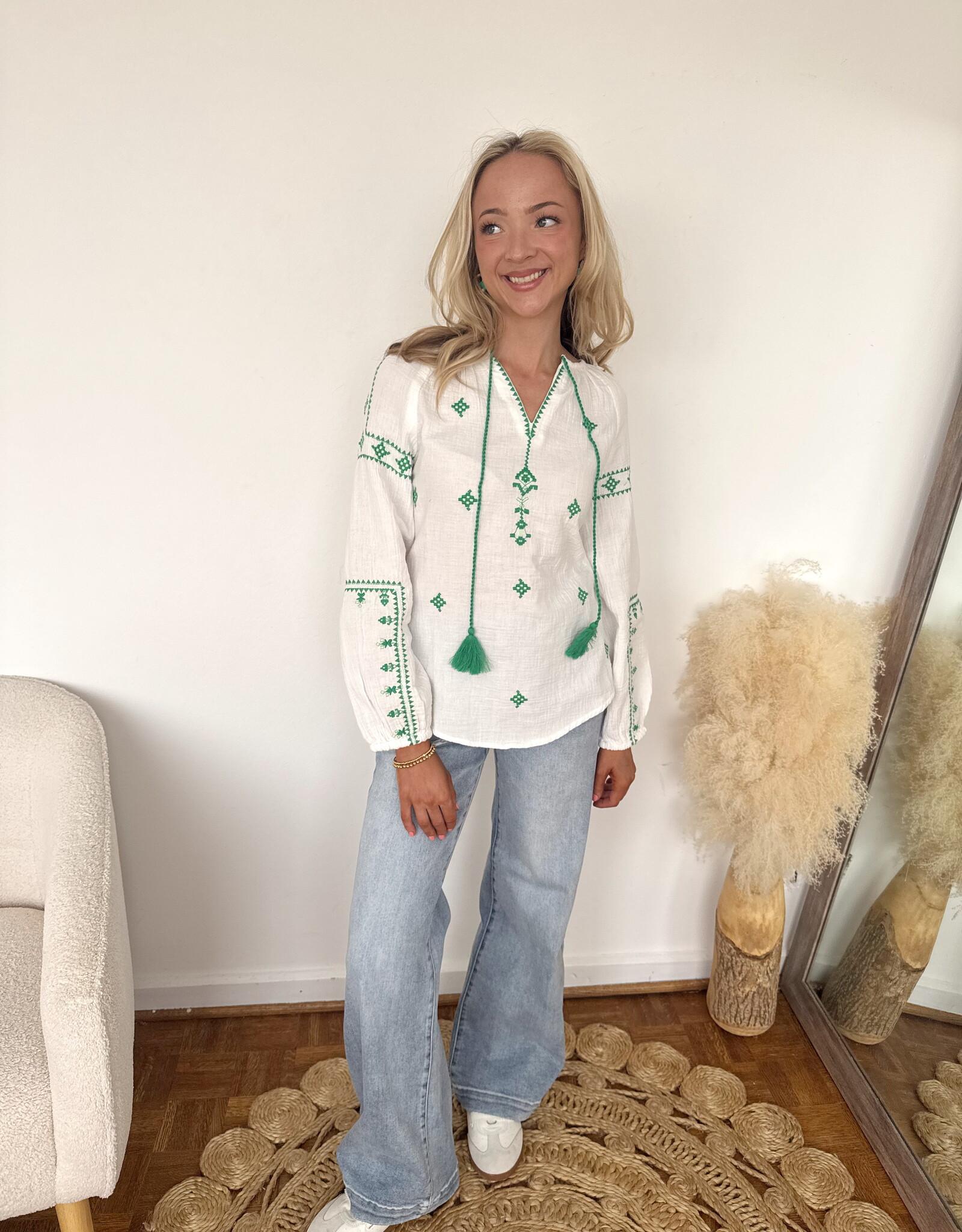 Shannon Long Sleeve Embroidered Top