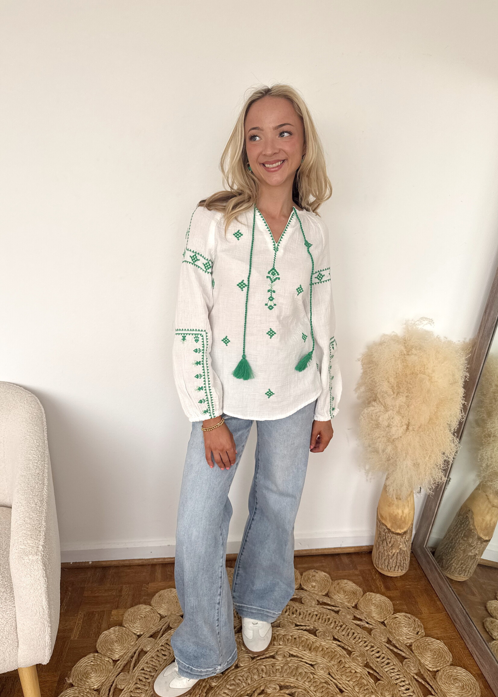 Shannon Long Sleeve Embroidered Top