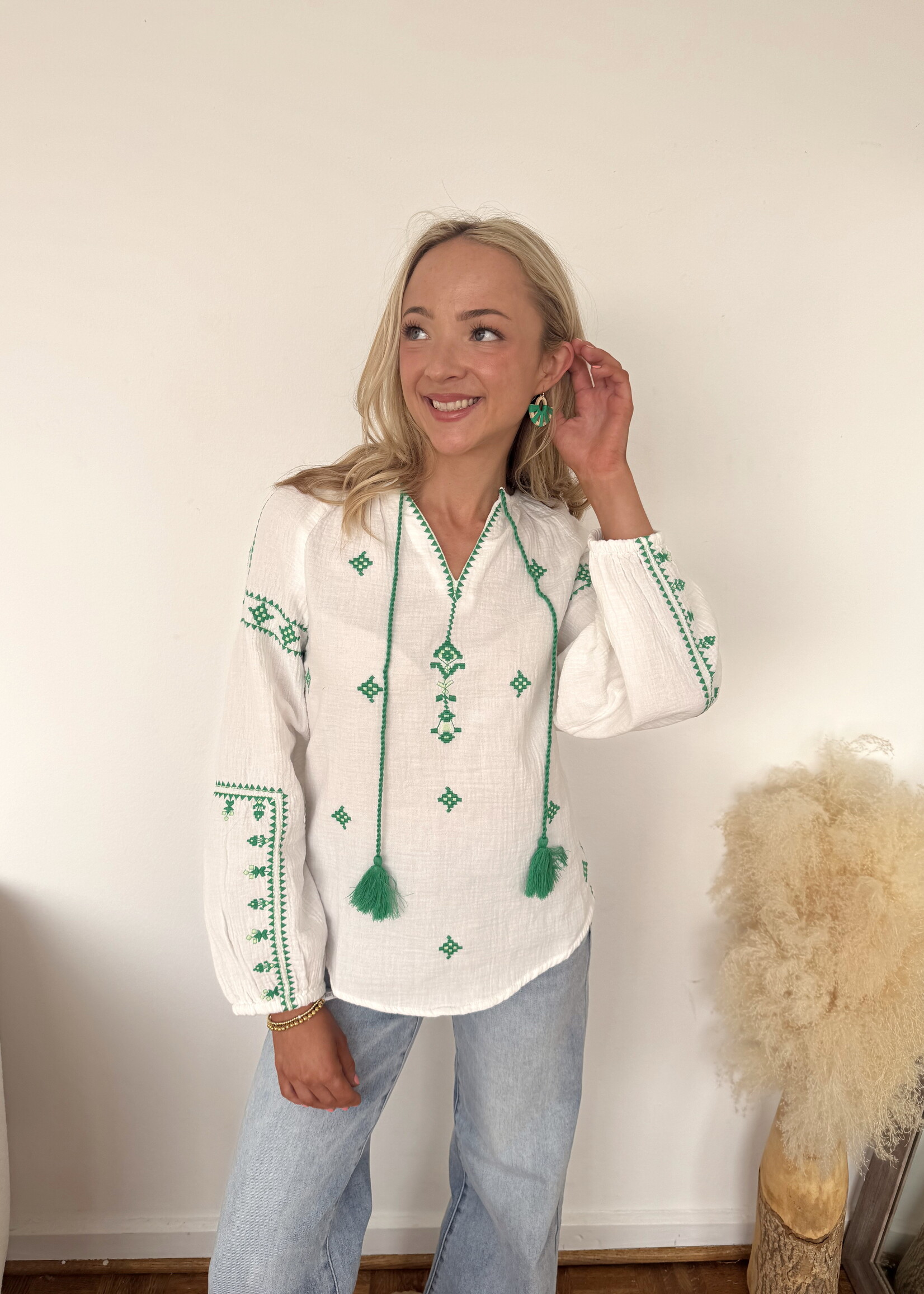 Shannon Long Sleeve Embroidered Top