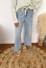 Alexa Washed Denim Wide Leg Tie Pant